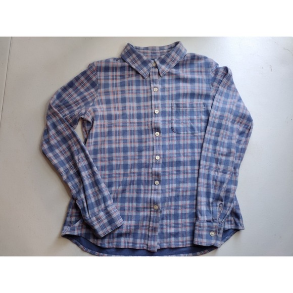 L.L. Bean Tops - LL Bean Plaid Flannel Button Up Shirt Blue Orange Cotton Women's‎ Size S